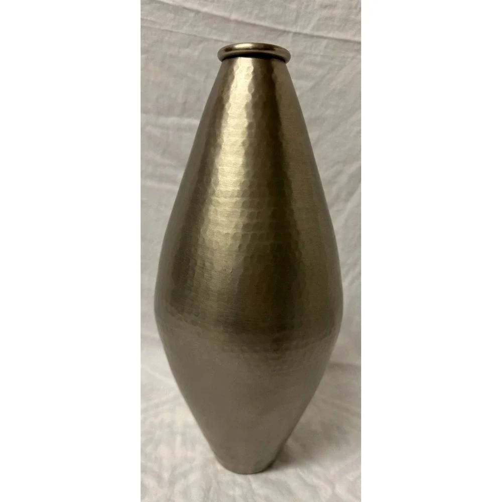 SAS Living Hammered Metal Bud Vase Silver/Champagne 14